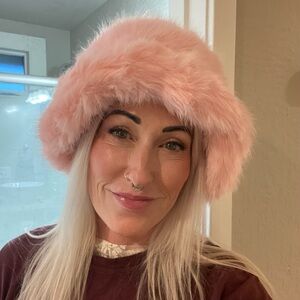 Fluffy Pink Faux Fur Hat